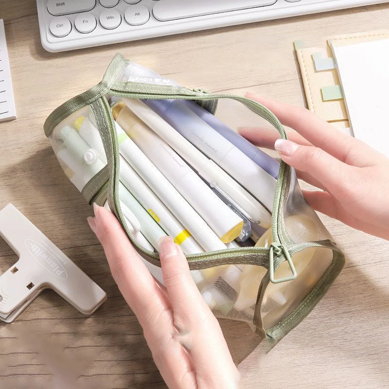 Mesh Runde Kosmetische Lagerung Transparente Tasche Große Kapazität Make-Up Pinsel Organizer Tasche Reise Kosmetik Fall Für Pinsel Werkzeuge – Detail 3