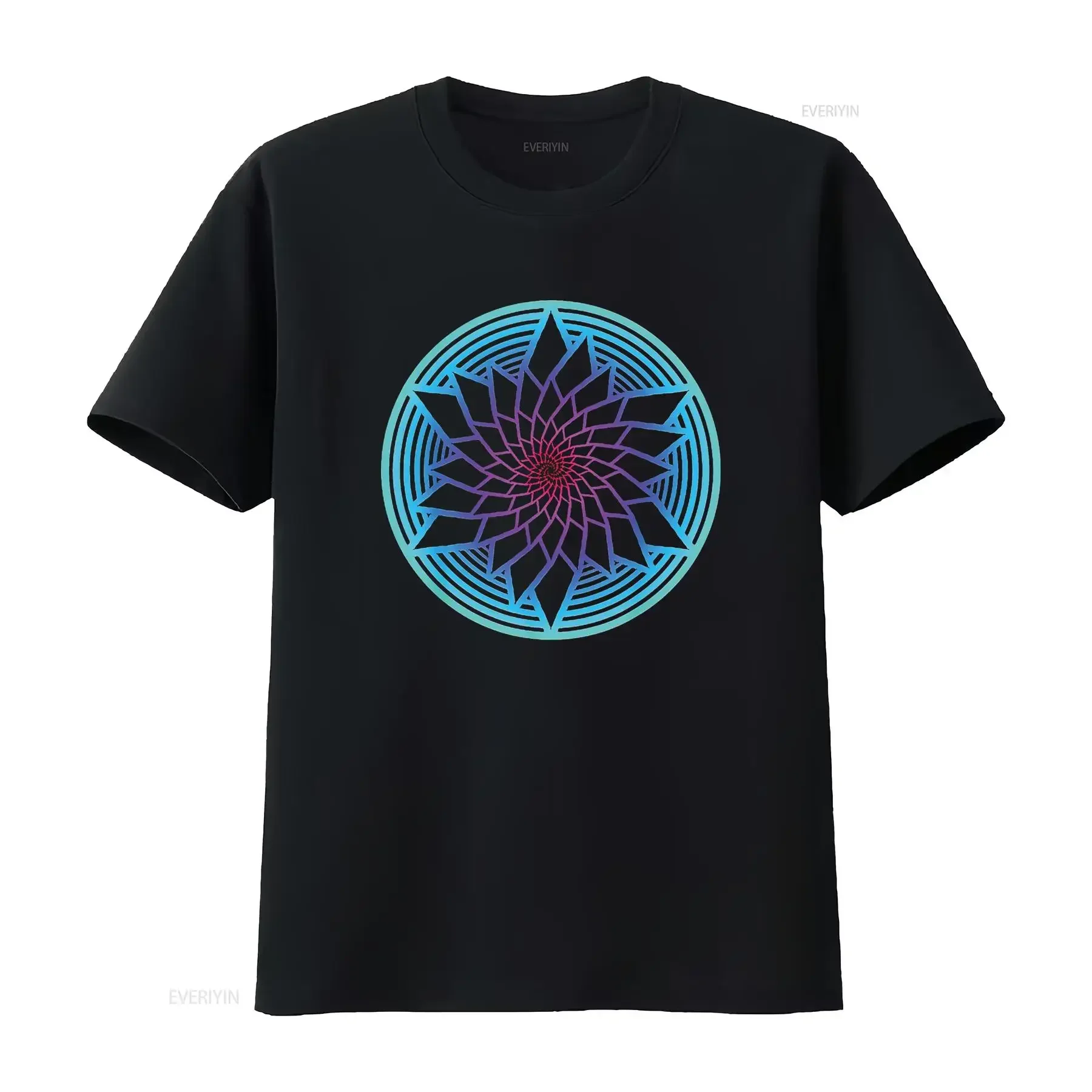 

Sacred Geometry Psychedelic Trippy Graphic Print Men's Cotton T-Shirt Trip Casual Short Sleeve Tee
