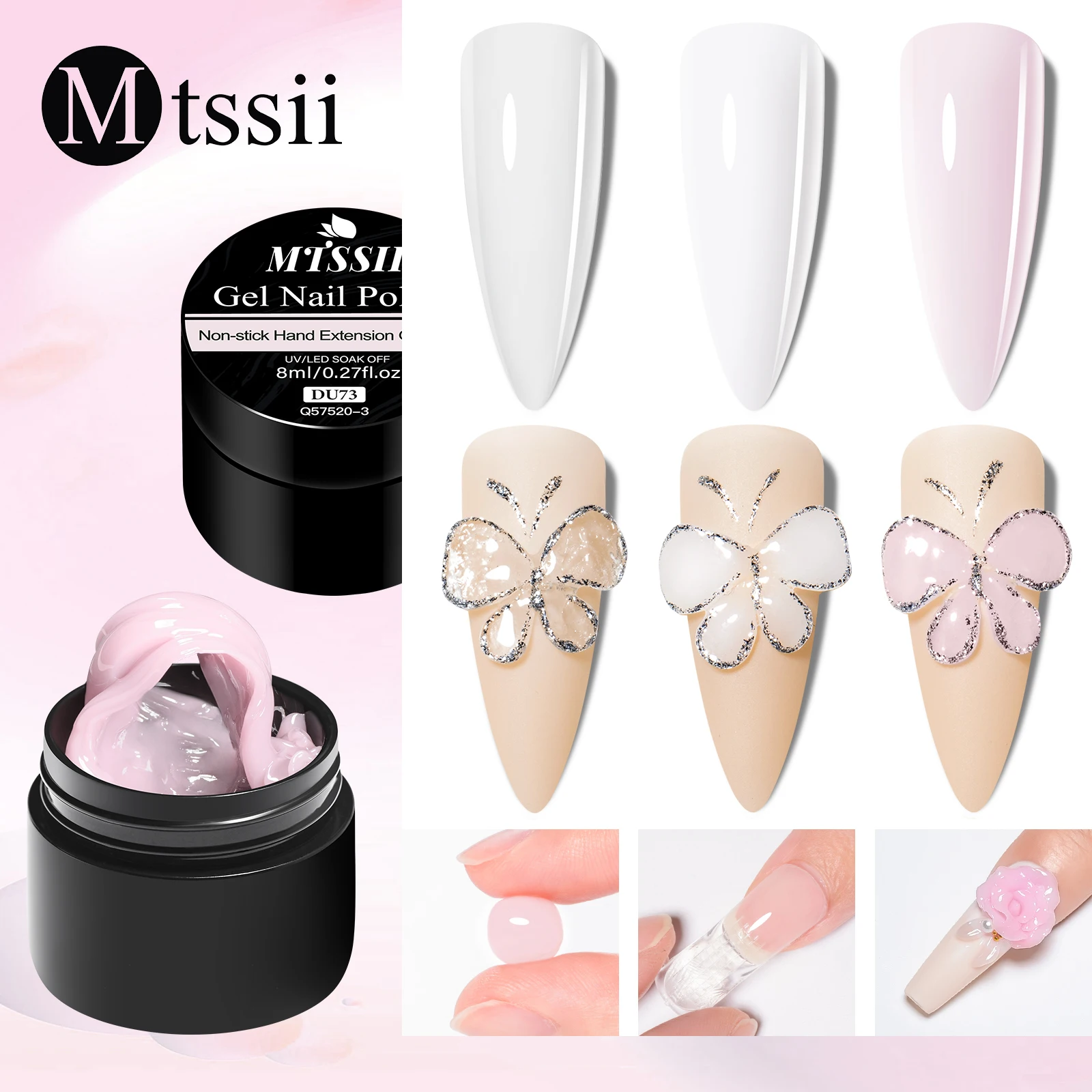 6개입 논스틱 핸드 익스텐션 젤 네일 폴리쉬 세트 3D 쉐이핑/스컬프팅/카빙 UV/LED 젤 젤리 하드 젤 매니큐어 도구 키트 DIY