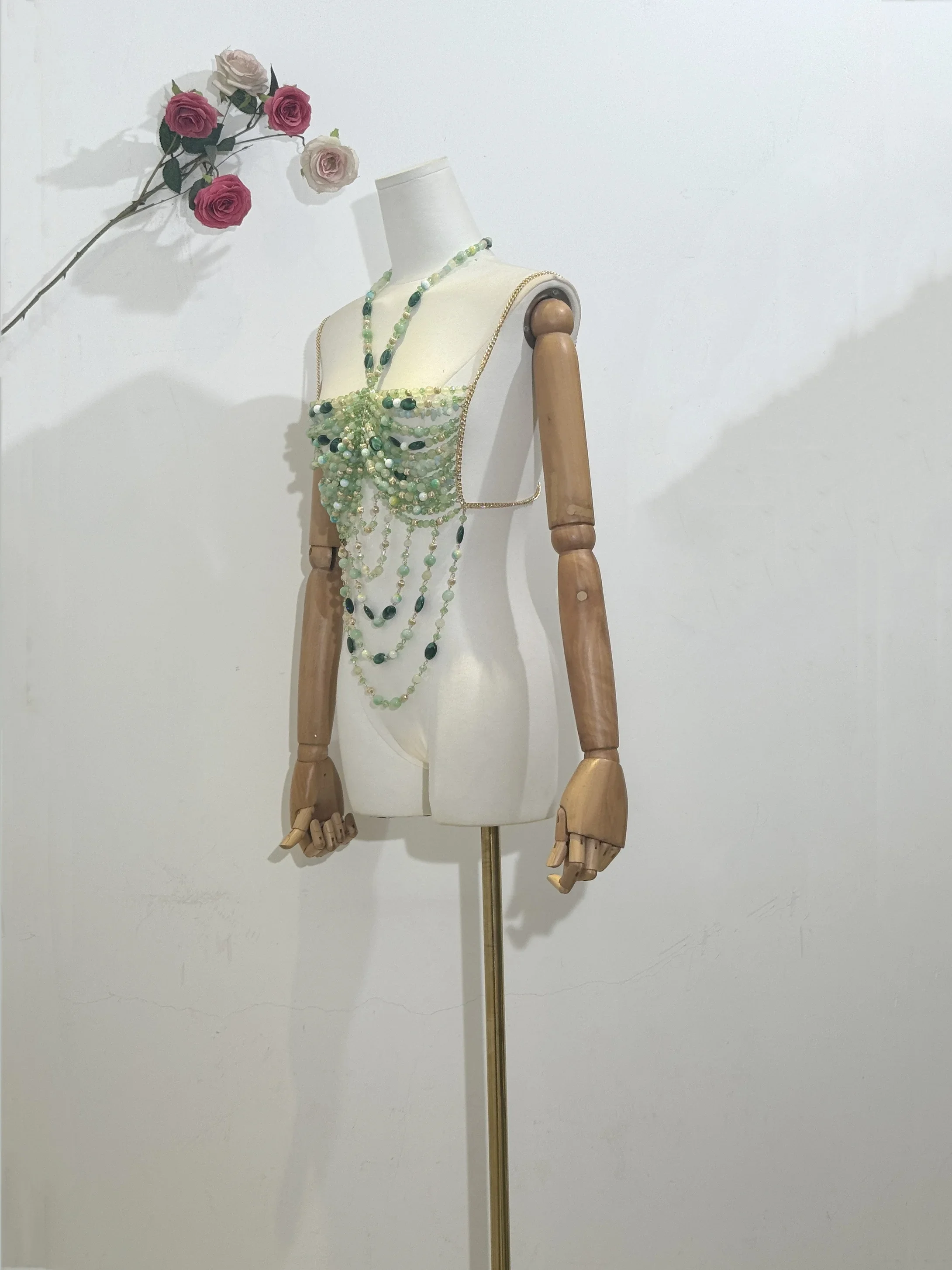 2025 Amazing Women Crystal Stone Beaded Party Halter Tank Top Beachwear Hot Sexy Lingeie Fashion Handmade Holiday Body Chain