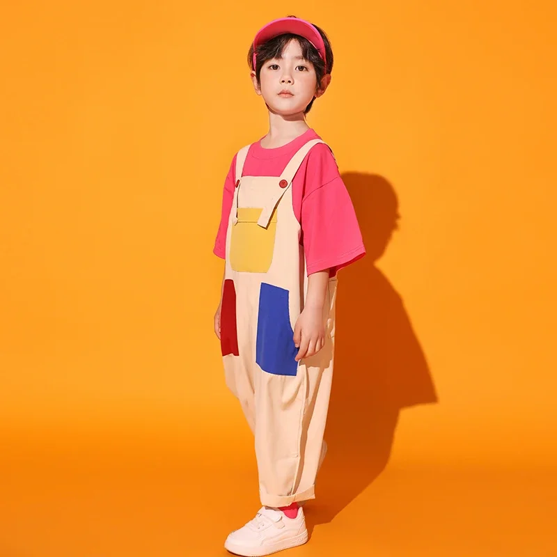 Boys Hip Hop Clothing Loose Overalls Girls Cargo Pants Kids Dungaree Joggers Child Jumpsuit Street Dance Romper Teen Streetwear