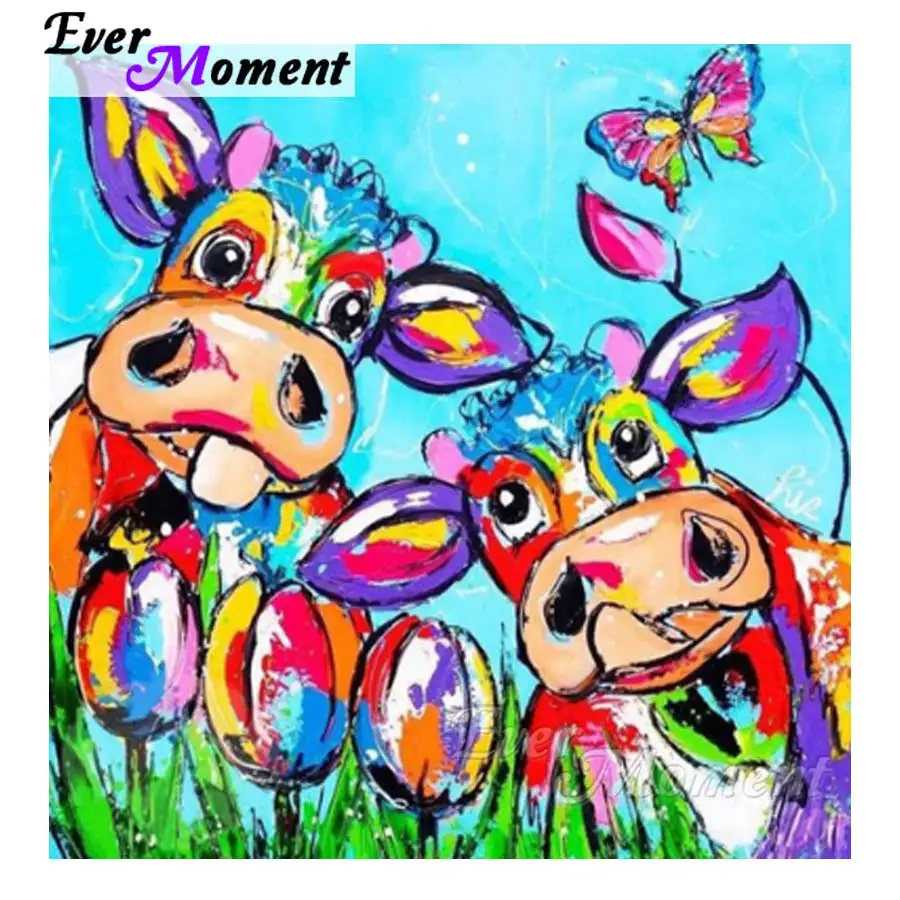 

Ever Moment 5D DIY алмазная живопись вышивка крестиком мультфильм крупный рогатый скот мозаика полная квадратная дрель украшение дома произведения искусства ASF1121