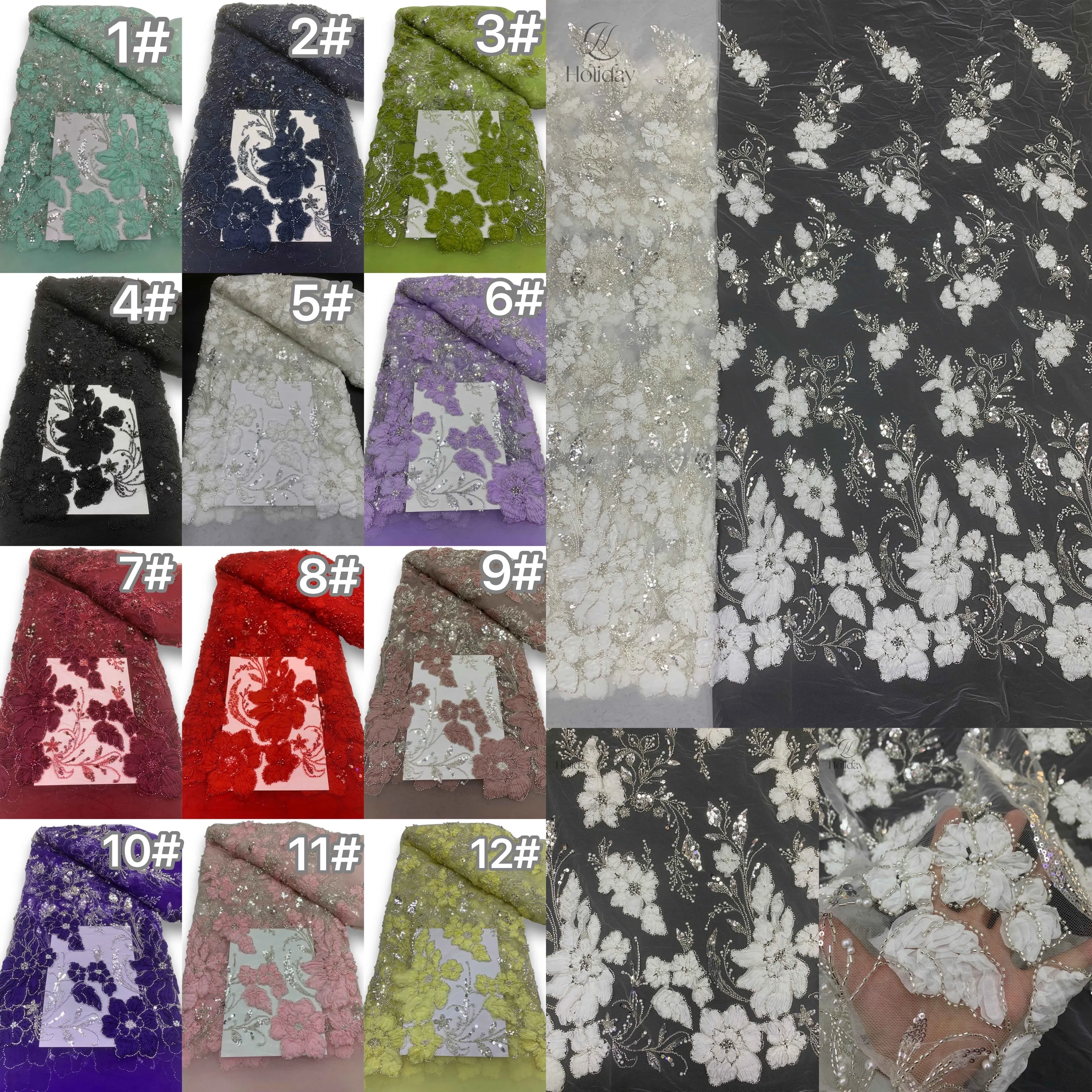 

2025 New with Beads Sequins, French Embroidered Mesh Lace Material for Wedding Party Dresses, Dubai Style Bridal Gown Fabric