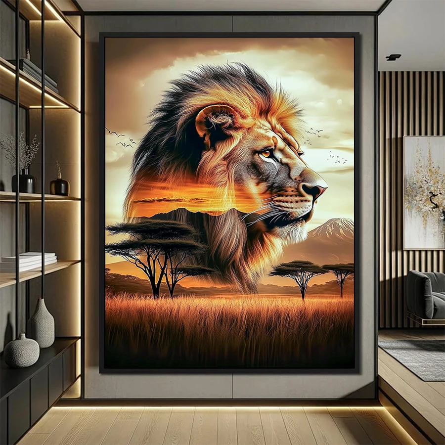 Diamant-Malerei-Set, neue abstrakte Kunst, Tier, Löwe, afrikanisch, schlicht, 5D-Diamant-Stickerei, voller Bohrer, Mosaik, Dekoration für Erwachsene, Geschenk