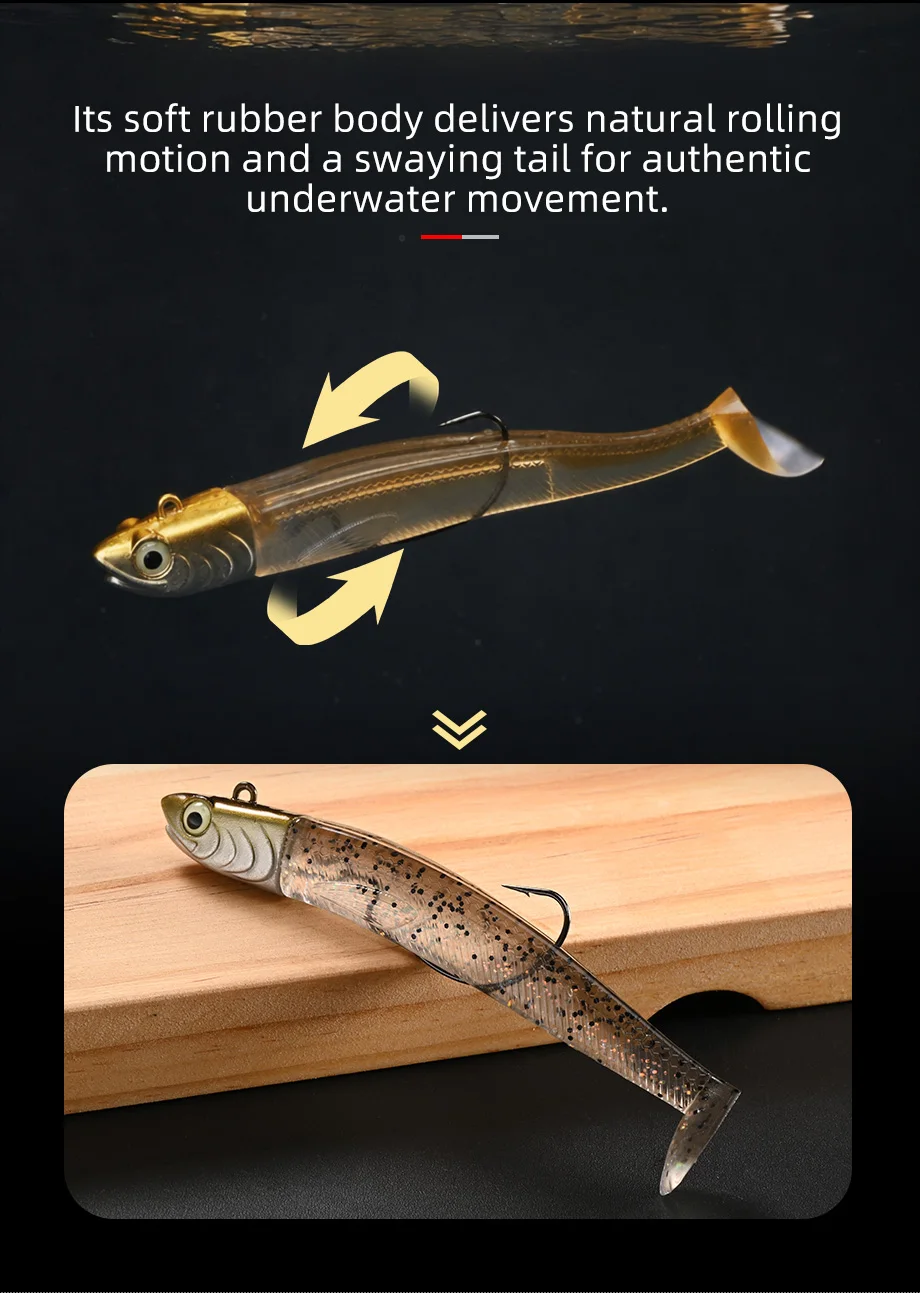 ALLBLUE Tidal Minnow 85mm 15,8g Schwarzer Weicher Angelköder Paddle Tail Jig Head Vinyls Vibration Künstlicher Köder Salzwasser-Ausrüstung – Detail 4