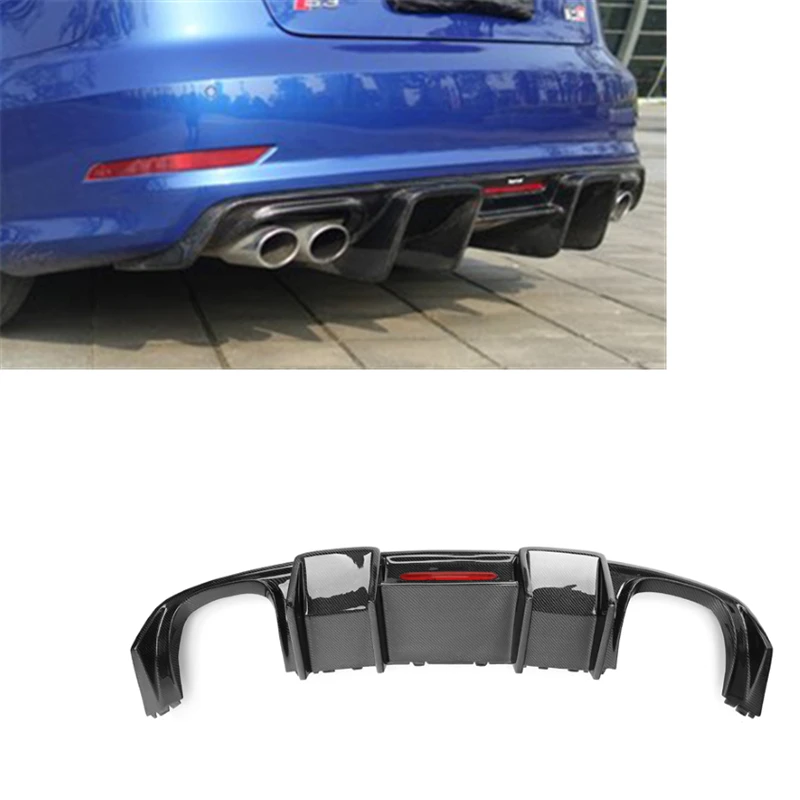 High Quality Diffuser With LED Fit For Audi A3 S3 Sports Sedan Hatchback 2013 2014 2015 2016 A3 S3 Sports With LED Rear Diffuser