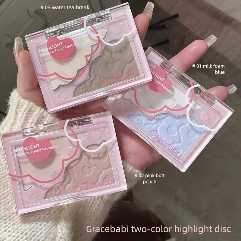 Gracebabi Dual Color Highlight Palette Treasure Secret Floating Light Shadow Brightening Face Contouring Powder-Free Authentic
