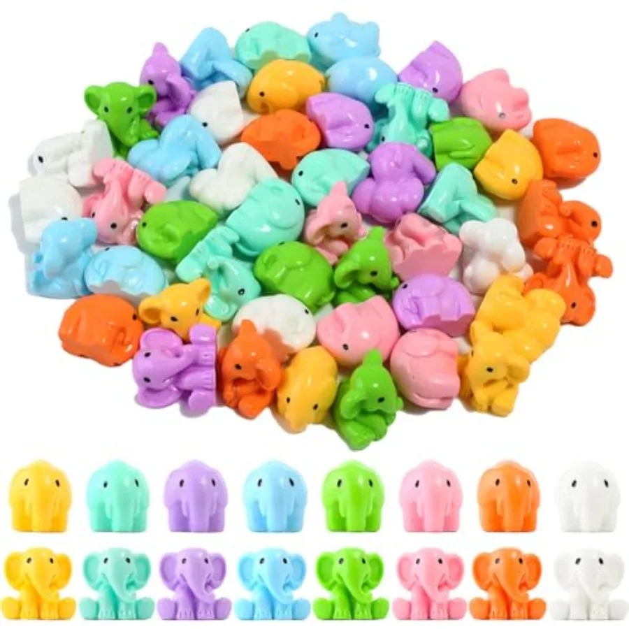 

48 Pieces Small Elephant Figurine, 8 Colors Miniature Animal Figurines Tiny Resin Elephants to Hide for Landscape Garden DIY Cr