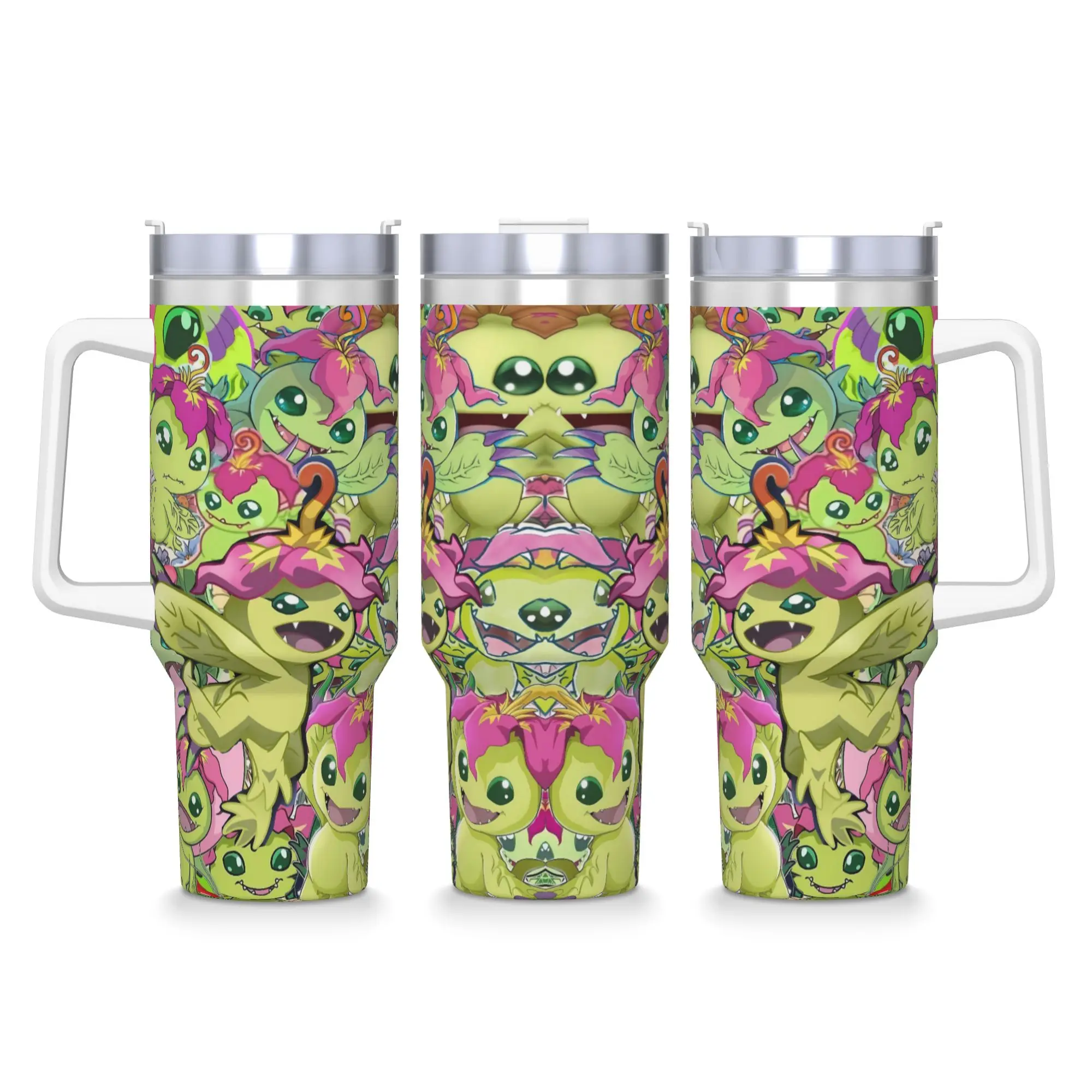 Stainless Steel Tumbler Digimon Adventure Anime Cartoon Car Mugs With Straws  Beach Cold and Hot Water Bottle Large Thermal Mug