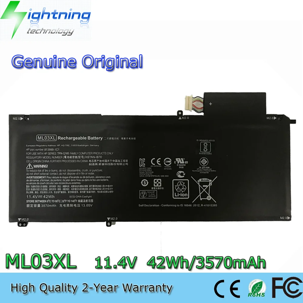 Genuine ML03XL Battery for HP Spectre x2 Detachable PC 12 HSTNN-IB7D 814277-005