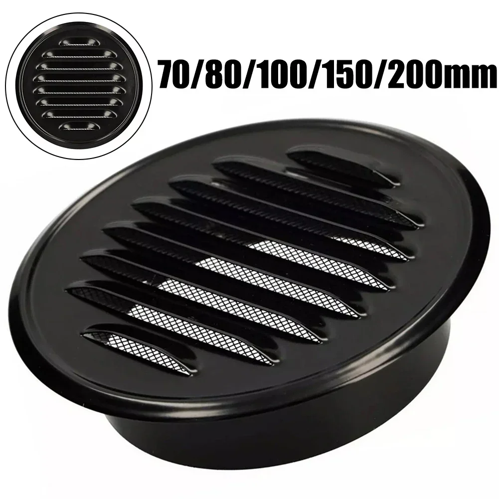 70-200mm Stainless Steel Vent Grille Range Hood Exhaust Pipe Exterior Wall Ventilation Exhaust Vent Grill Black Round Covers