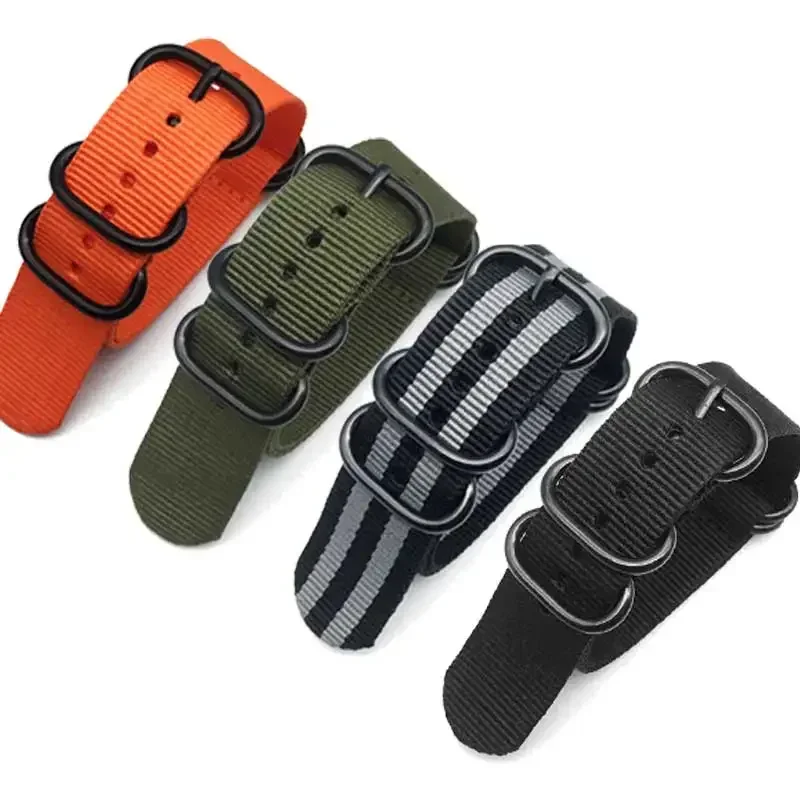 Five Rings Black Buckle Strap Nylon Strap 18mm 20MM 22MM 24MM Spot New Canvas Strap Suitable for Panerai Watches Army Strap