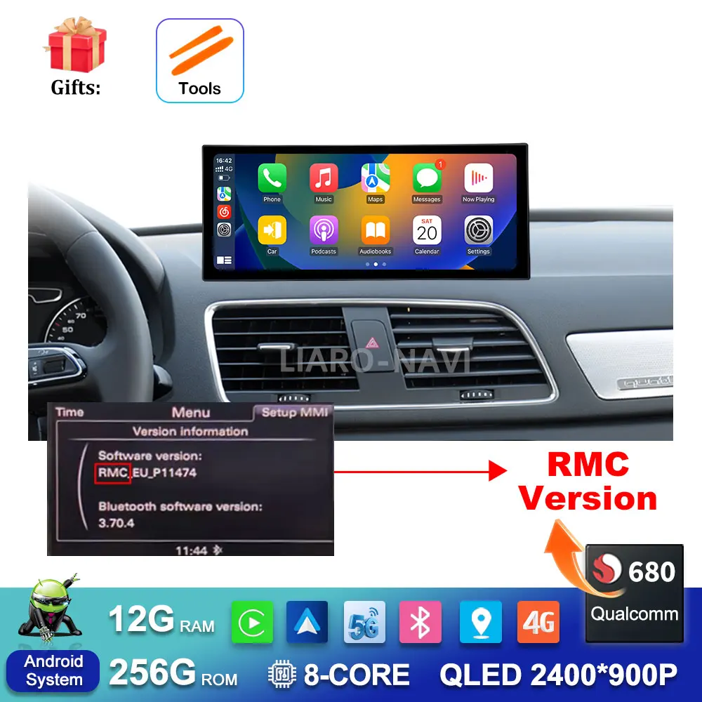 Draadloze Carplay 4G Android 16 voor Audi Q3 2013 - 2018 GPS Navigatie Auto Video Multimedia Speler WiFi BT DSP Stereo Auto Gereedschap