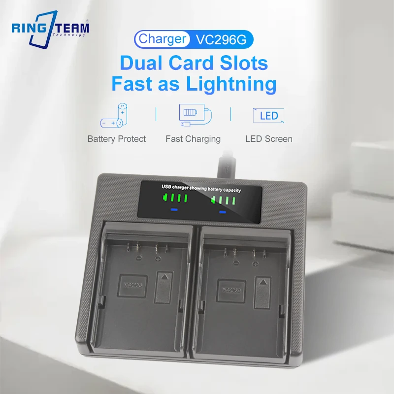 VC296G لوحة شاحن مزدوج لشاحن بطارية JVC BN-VC296G/GY-HC500/GY-HC550
