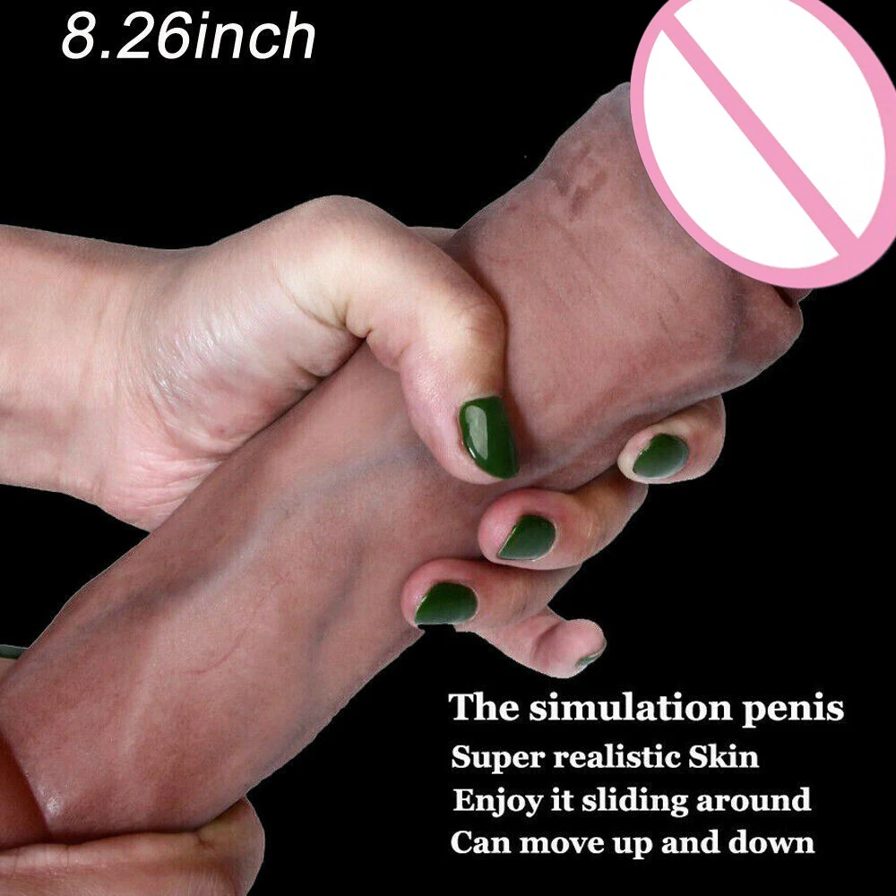 Real Skin Sliding Feeling Dildos Foreskin Penis Suction Cup Huge Big Dick Silicone Sex Toys for Woman Female Adult Masturbators