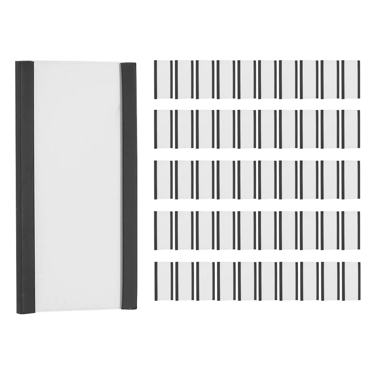 磁気データカード付き磁気ラベルホルダー、金属棚用の透明なプラスチックプロテクター、1x2 "、50個、新品