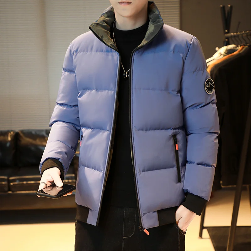 Autumn and Winter Men's Cotton Jacket Casual Fashion Brand Stand Collar Loose Thick Warm Coat Outdoor Sports Windproof Jacket