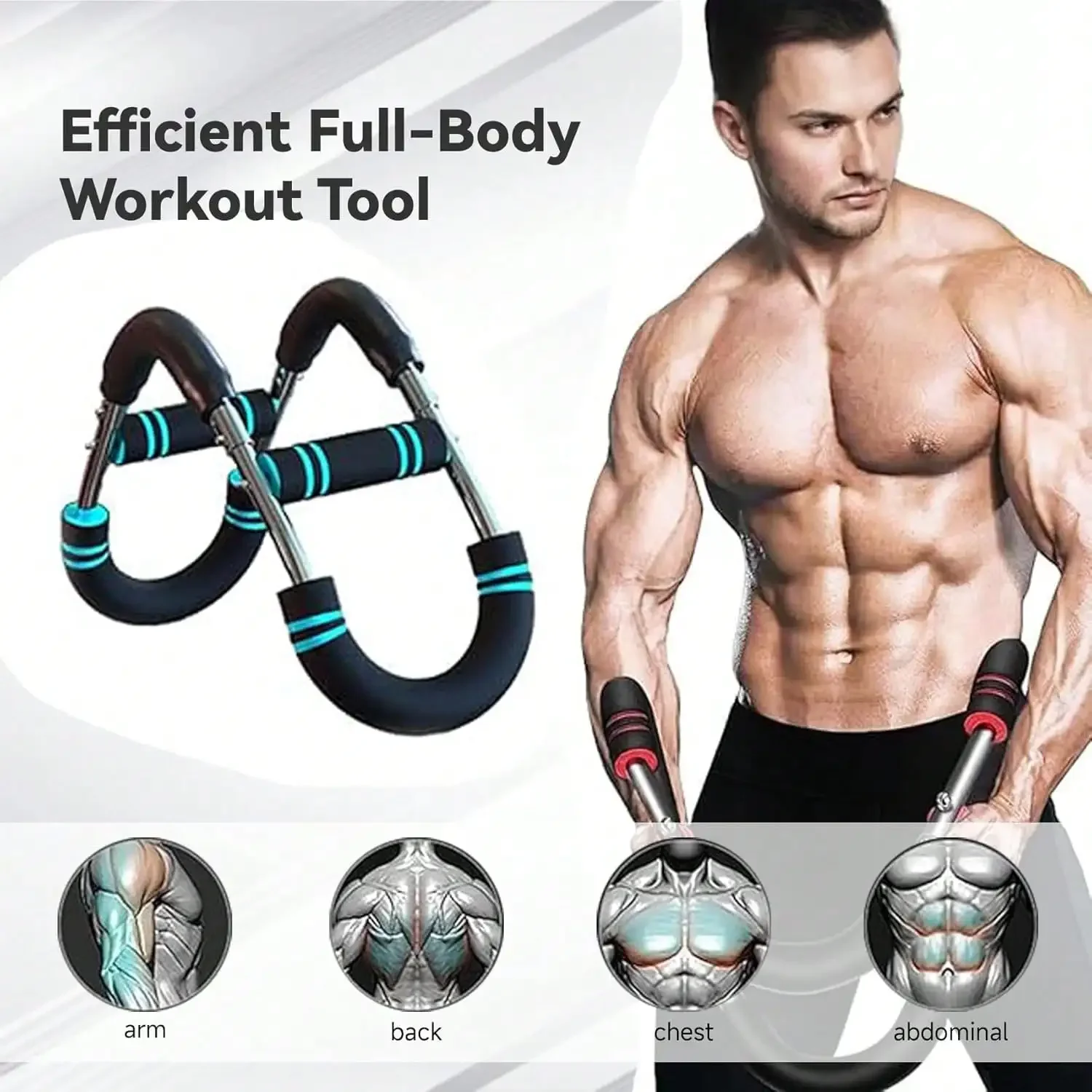 جهاز تمرين الذراع القوي القابل للتعديل بوزن 60-100 رطلًا - قضيب تمرين الربيع للساعد على الصدر ثلاثي الرؤوس، مجموعة أدوات تدريب قوة اللياقة البدنية المنزلية