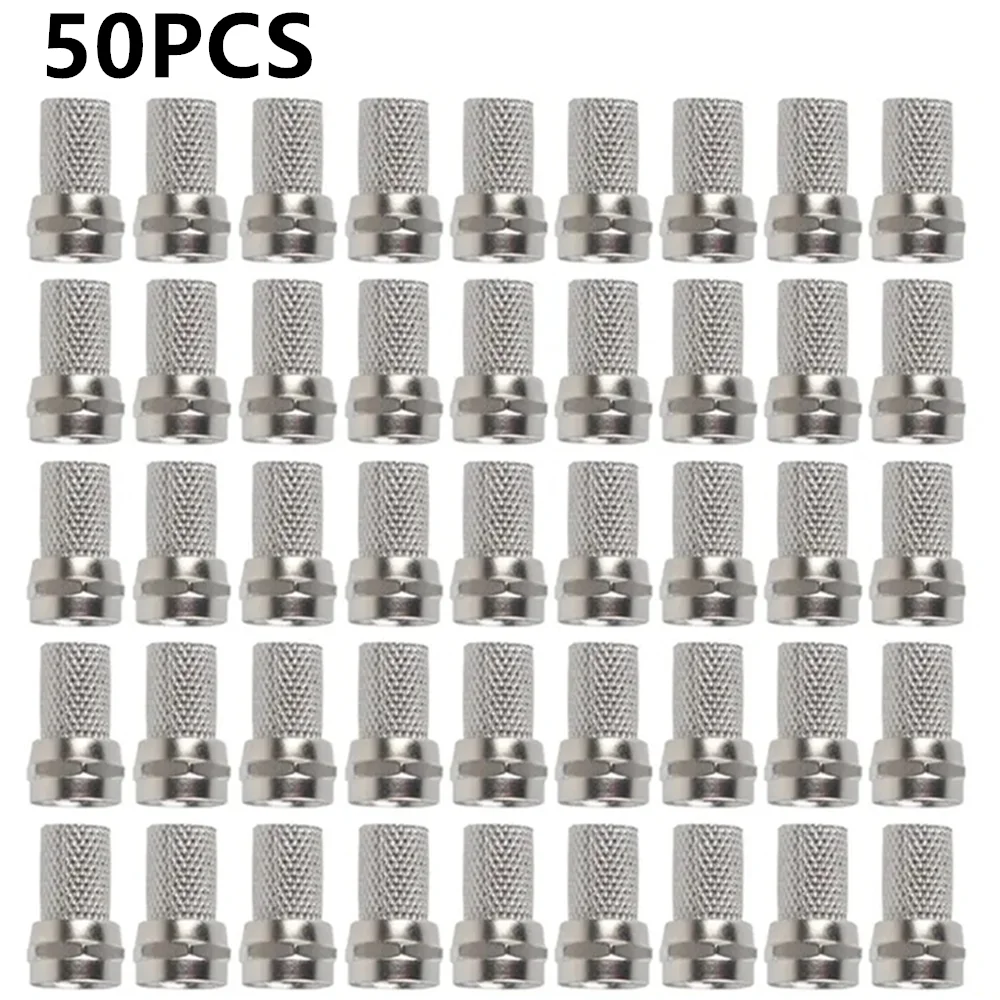 50 Stück/Set Hochwertige RG6 F-Typ Koaxial-RF/AV-Signalkabel-Steckverbinder Anschlüsse Stecker – Detail 5