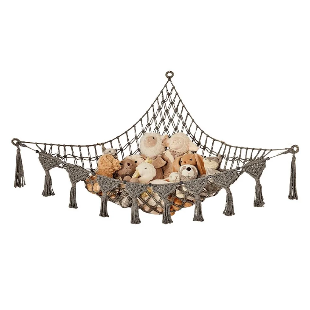 Rope Hammock Jumbo Stuffed Animal Hammock Hanging Giant Capacity Hammock Storage Net Triangle Woven Mesh Net Holder Room