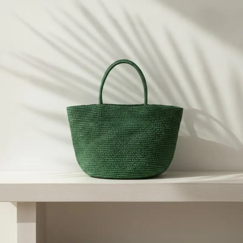 2026 Große Handgewebte Rattan-Tragetasche für Damen Natürliche Stroh-Strandtasche – Detail 4