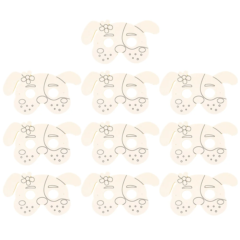 10 PCS White Mask DIY Paper Blank Drawing Coloring The Graffiti Painting Animal Child
