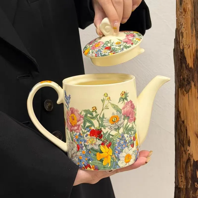 Korean Creative Flower Ceramic Teapot Simple Large Capacity Water Bottle Kettle Gift Box Home Bar Decoration Drinking Utensils - view 5