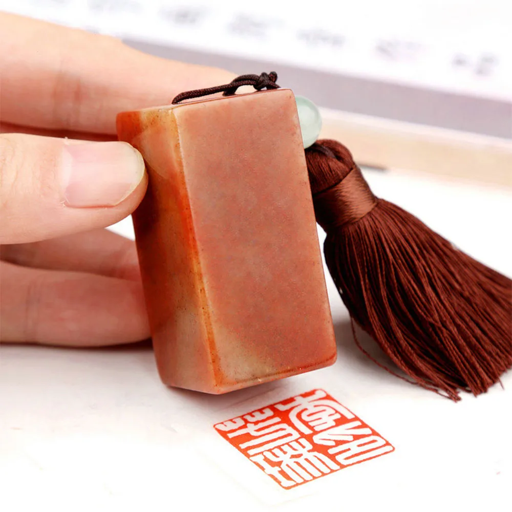 

2.5cm Square Red Stone Seals Customize Personalized Signature Chinese English Name Stamps Inkpad Bag Calligraphy Painting Chop