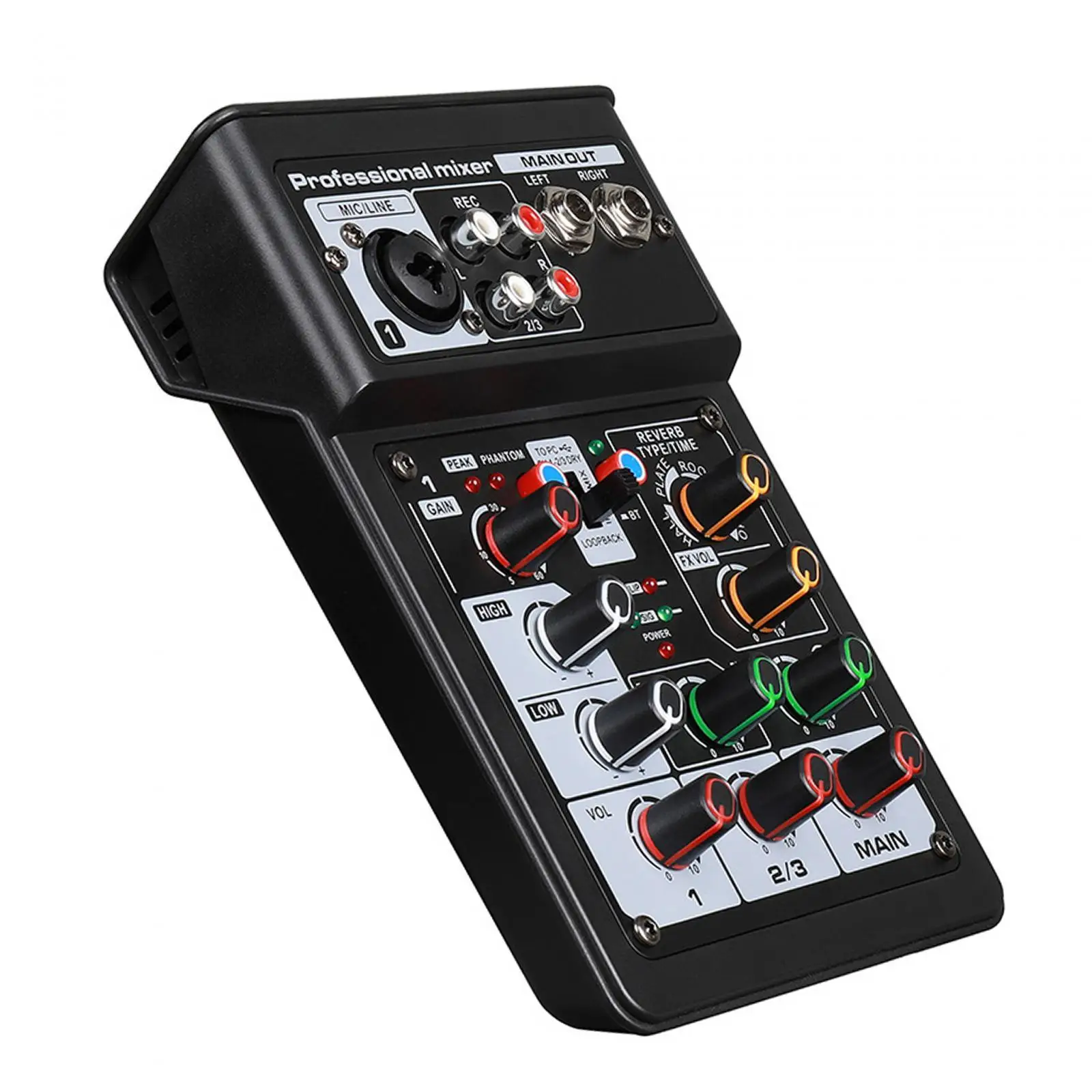 Mezclador de Audio para DJ, reverberación procesador con USB, Bluetooth, mezclador estéreo para transmisión en vivo, creador de contenido KTV, tarjeta de sonido