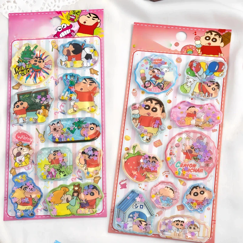 

4pcs Cute Xiaoxin Shake Water Sticker Cartoon Three Dimensional Water Flow Sand Sticker Diy Multi Functional Decorative Sticker