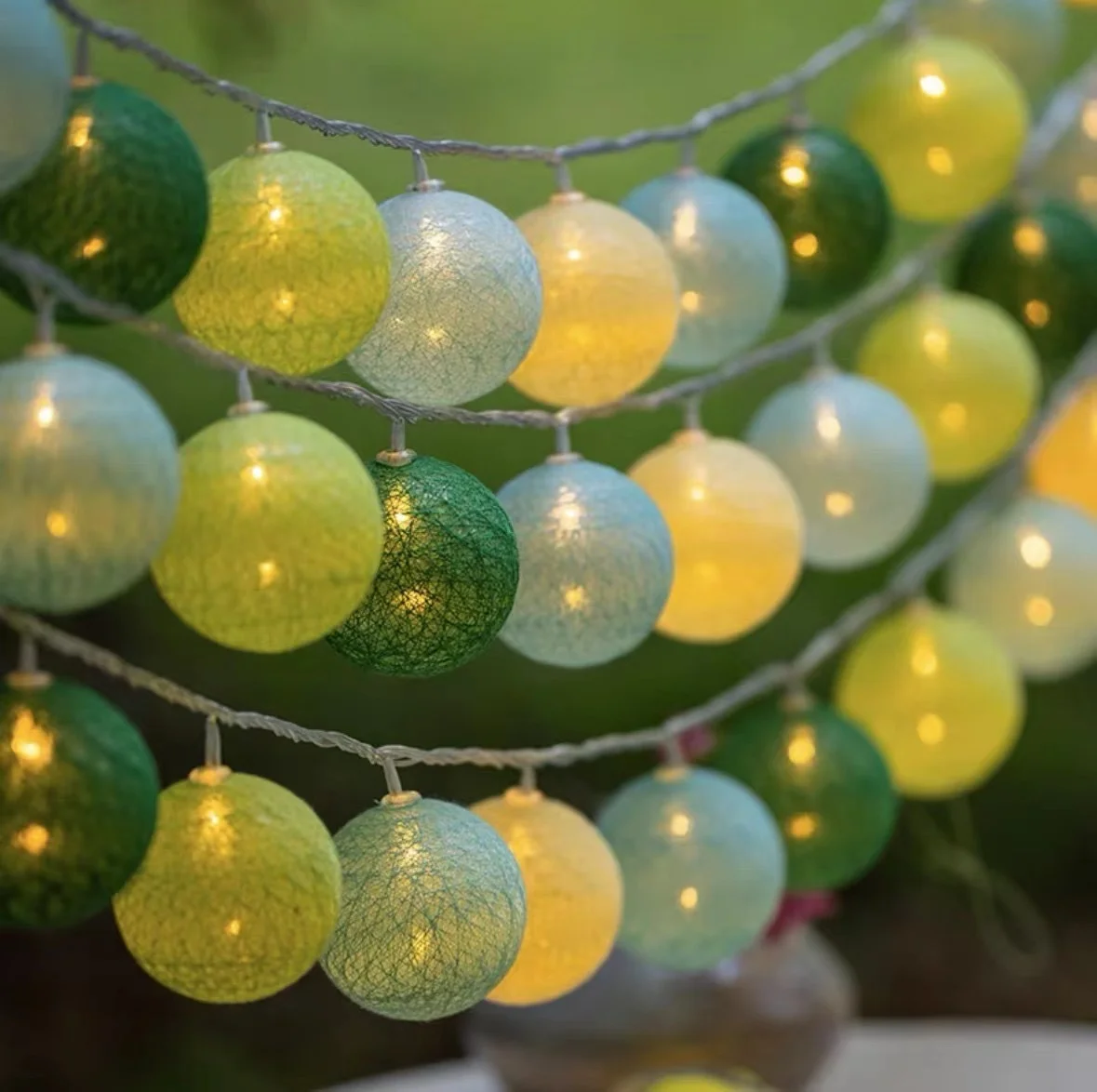 Festoon LED Cotton Thread Ball Fairy String Lights Wedding Holiday Garland Outdoor Garden Summer Camping Party Room Decoration