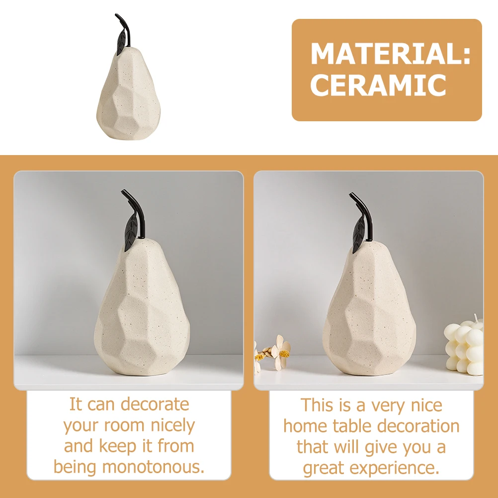 

1Pcs Pear Sculpture Decor Ceramic Geometric Fruit Art Craft for Home Office Desk Garden Adorable Miniature Decoration