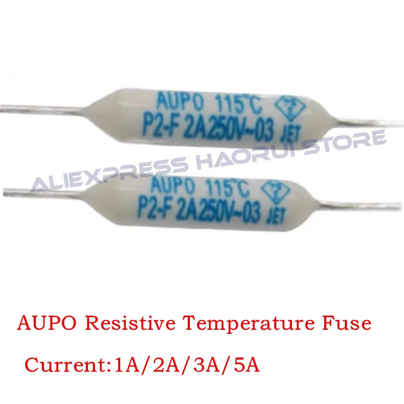 100Pcs  AUPO Resistance temperature fuse P0/P1/P2/P3/P4/P5/P7/P9-1A/2A/3A5A -F 84C/102C/115C/125C/135C/145C/150 degrees 250VAC