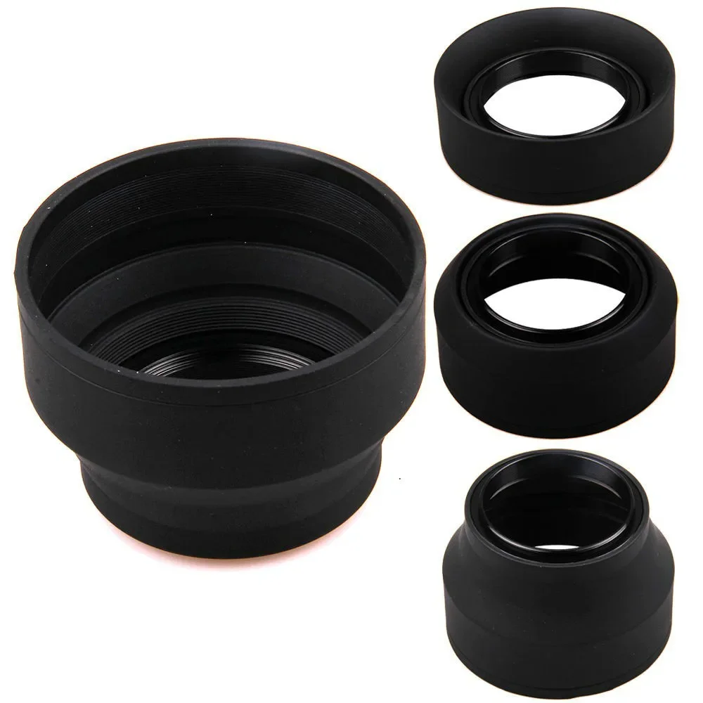 49 52 55 58 62 67 72 77 82mm 3-Stage 3 in1 Collapsible Rubber Foldable Lens Hood for canon nikon DSIR Lens camera