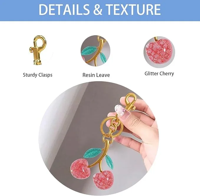 SU7 แฟชั่นสีแดงเชอร์รี่พวงกุญแจฤดูร้อนผลไม้เชอร์รี่จี้ Keyring สําหรับผู้หญิงผู้ชายเครื่องประดับกระเป๋าอุปกรณ์เสริมของขวัญ
