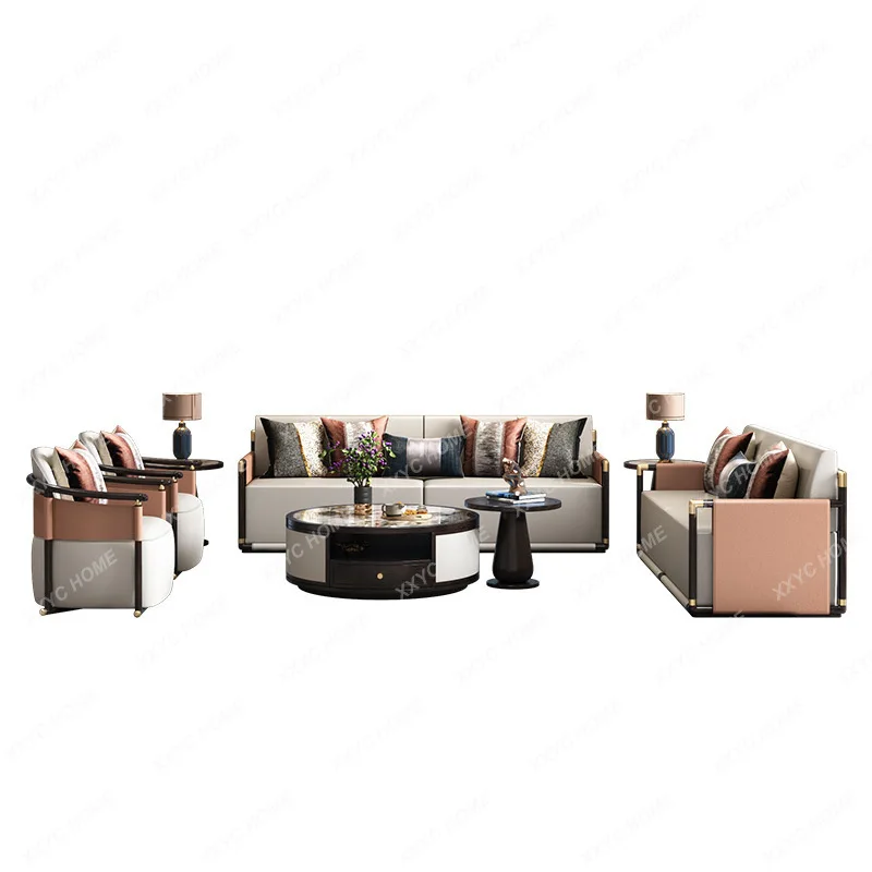 

Solid Wood Sofa Combination Living Room Villa Ash All Solid Wood Furniture