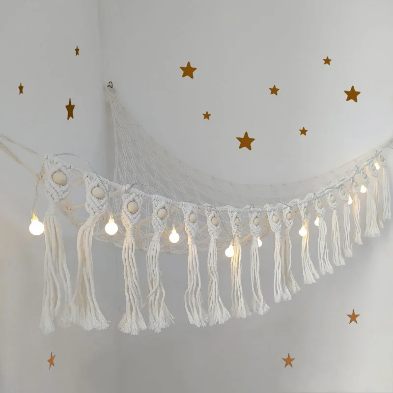 

Треугольная сетка для хранения игрушек в стиле бохо, угловая подвесная сетка-гамак для мягких игрушек