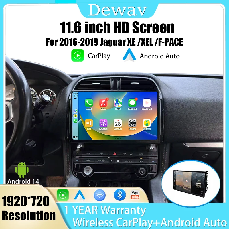 11.6Inch Android14 2016-2019 For Jaguar XE/XEL/F-PACE Car MediaPlayer CarPlay GPS Radio WIFI Navigation Support original system