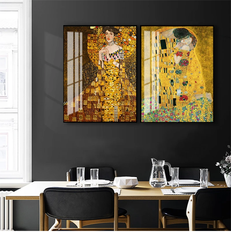 Sulla parete Gustav Klimt Kiss Paintings riproduzioni stampe su tela per soggiorno ritratto di dipinti su tela Adele Bloch