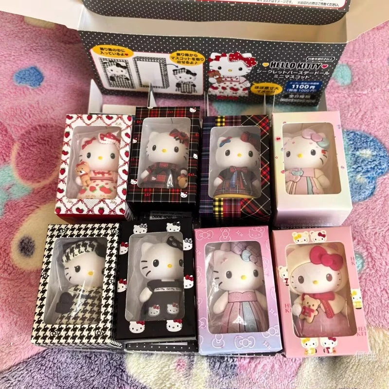 

Sanrio Anime Hello Kitty Action Figures Cute Kt Cat Socialite Style Model Blind Box Toys Collection Ornaments Girls Boys Gifts