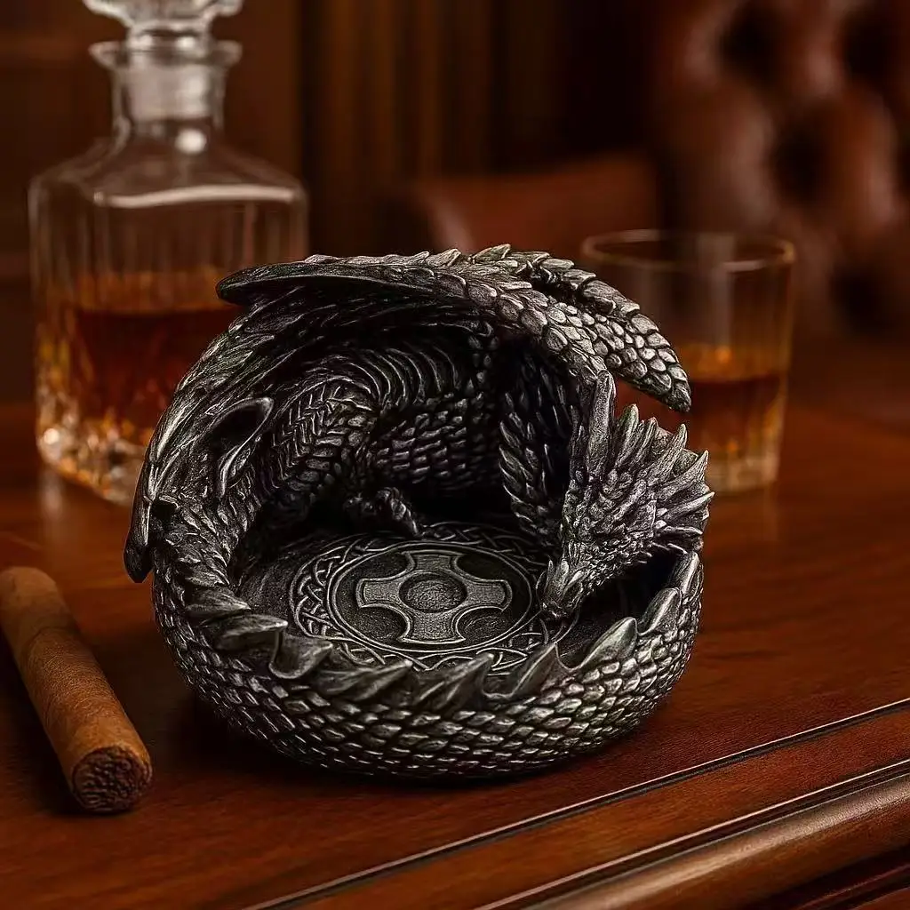 

European Dragon Ashtray Ash Tray Creative Cigarette Smoking Accessories Outdoor Ash Plate Home Office Desktop Halloween Decor