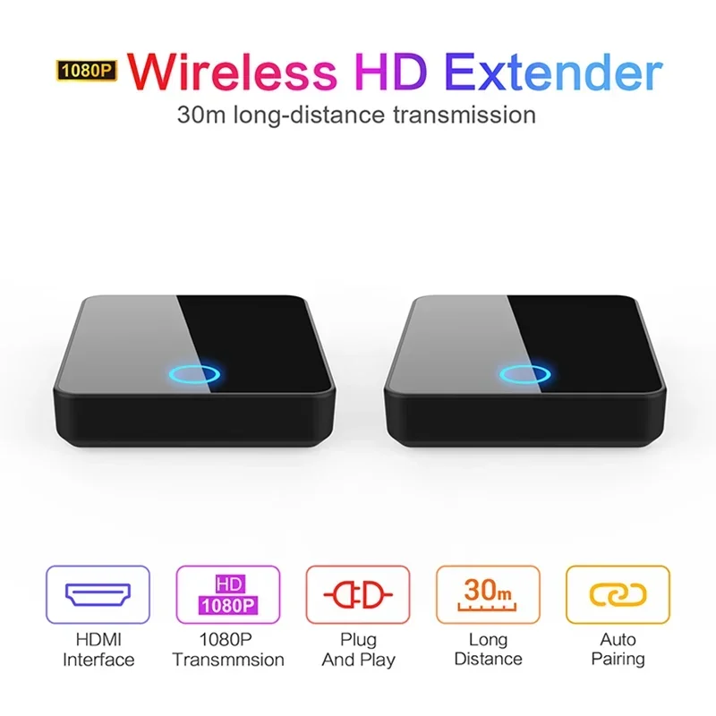 30m 1080p Wireless HDMI Transmitter Receiver Video Display Adapter Extender for PS4 TV Box Laptop PC To TV Meeting Same Screen