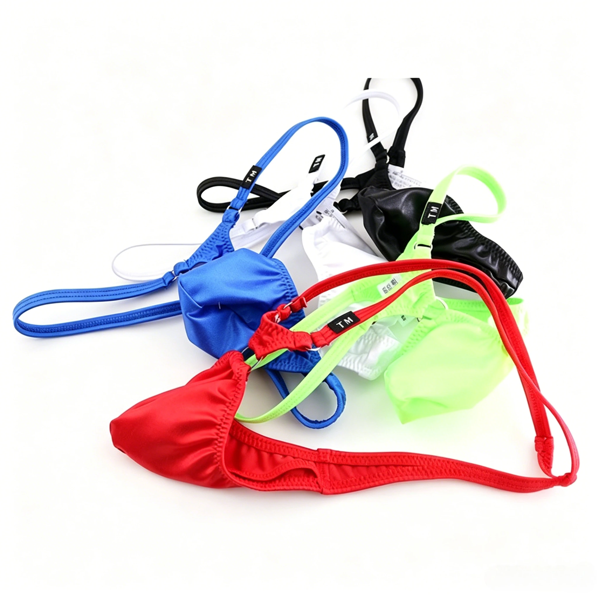 Steel Ring G-String Thong for Men Low Waist U-Pouch Adjustable Strap Sexy Ice Silk Underwear