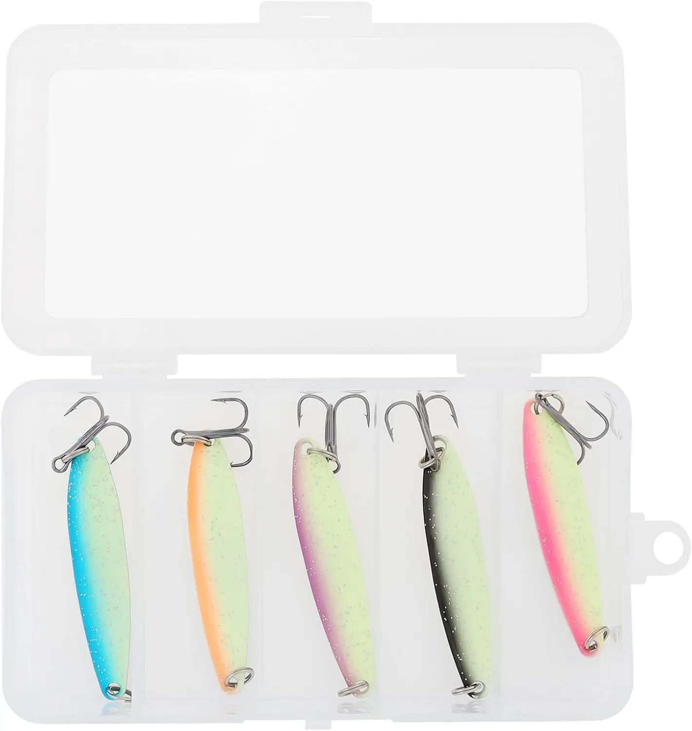 

5pcs Glow Fishing Spoons Metal Lures Hard Baits for Salmon Bass Trout Freshwater Saltwater