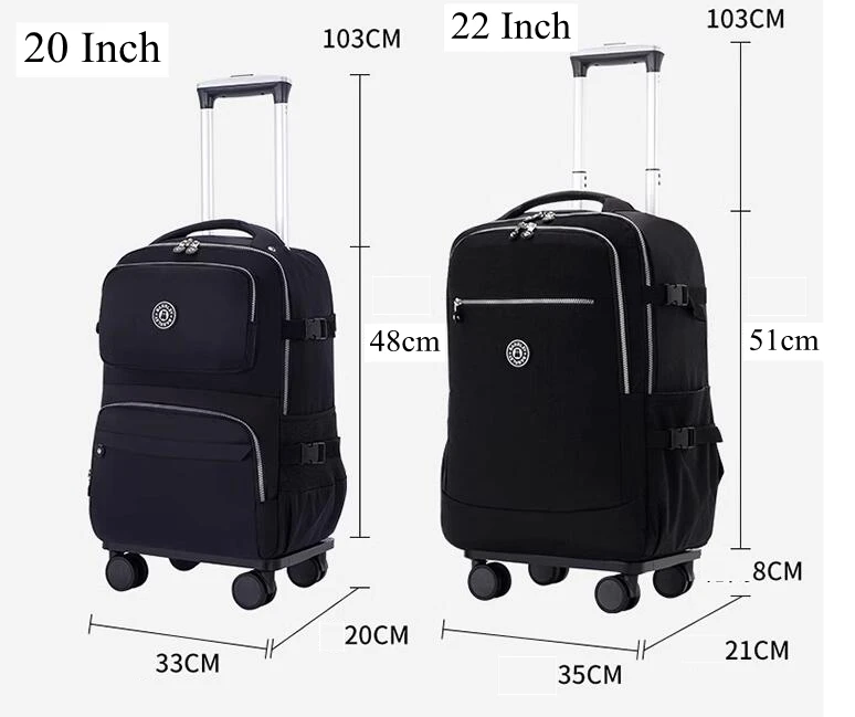 Women Travel Trolley Suitcase Women Wheeled Backpack Spinner Rolling Luggage Suitcase For Woman School Rolling Backpack  Bag