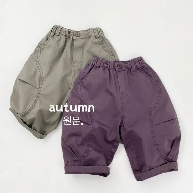

2025 Autumn New Children Loose Trousers Cotton Boys Cargo Pants Girls Straight Pants Solid Kids Casual Pants Baby Clothes