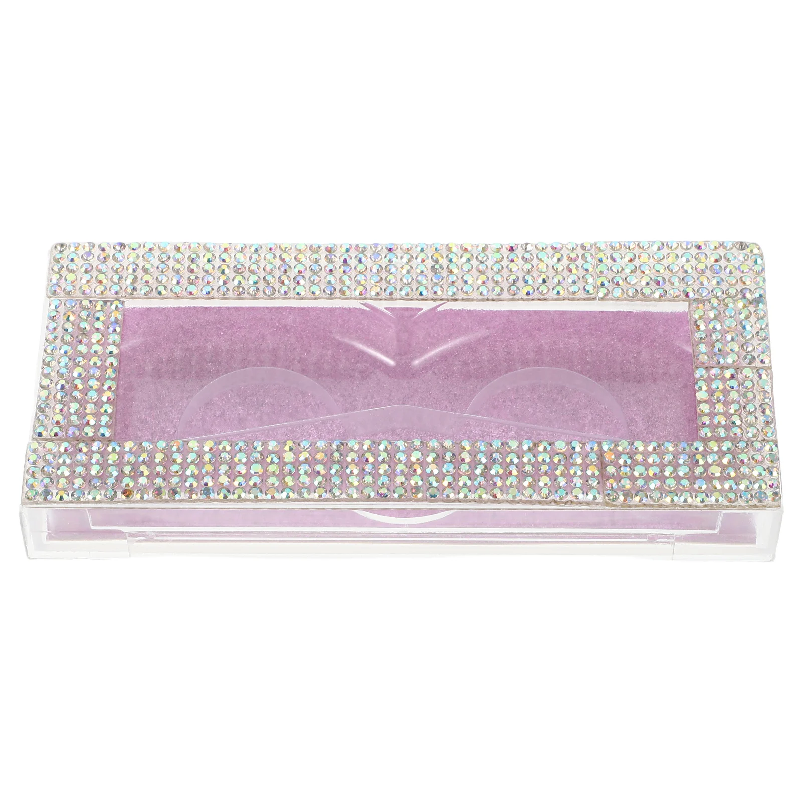

Empty Rhinestone False Eyelash Box with Pull Out Tray Case for Travel Storage Organizer Beauty Supplies Pink
