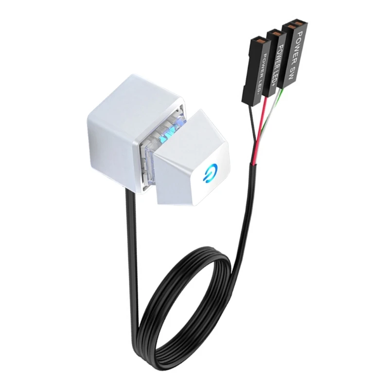 CS1W Desktop Computer External Power Button with LED Lights for Motherboard Power Switching Button