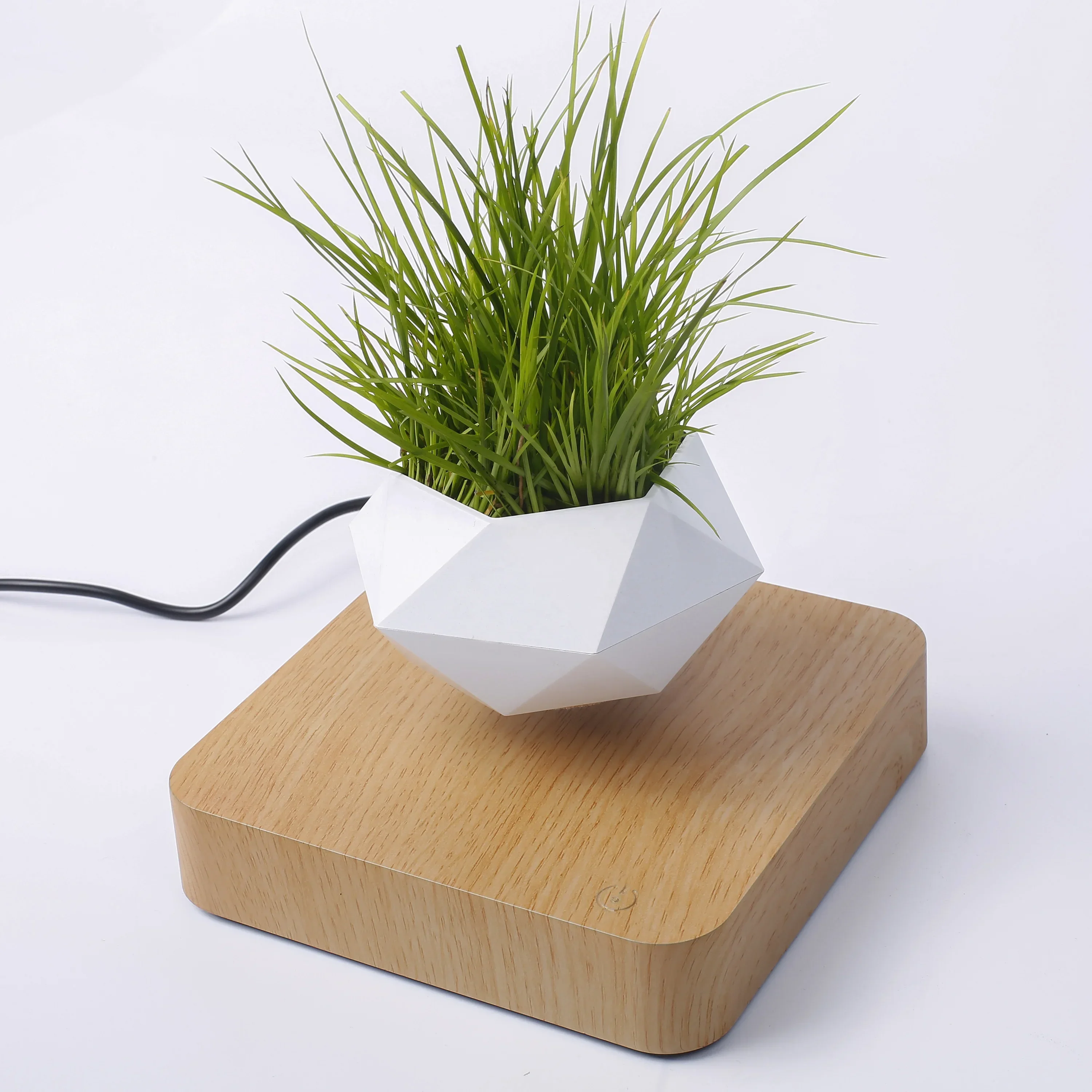 Levitation Wooden Grain Base,Hexagonal  Flowerpot,  floating bonsai