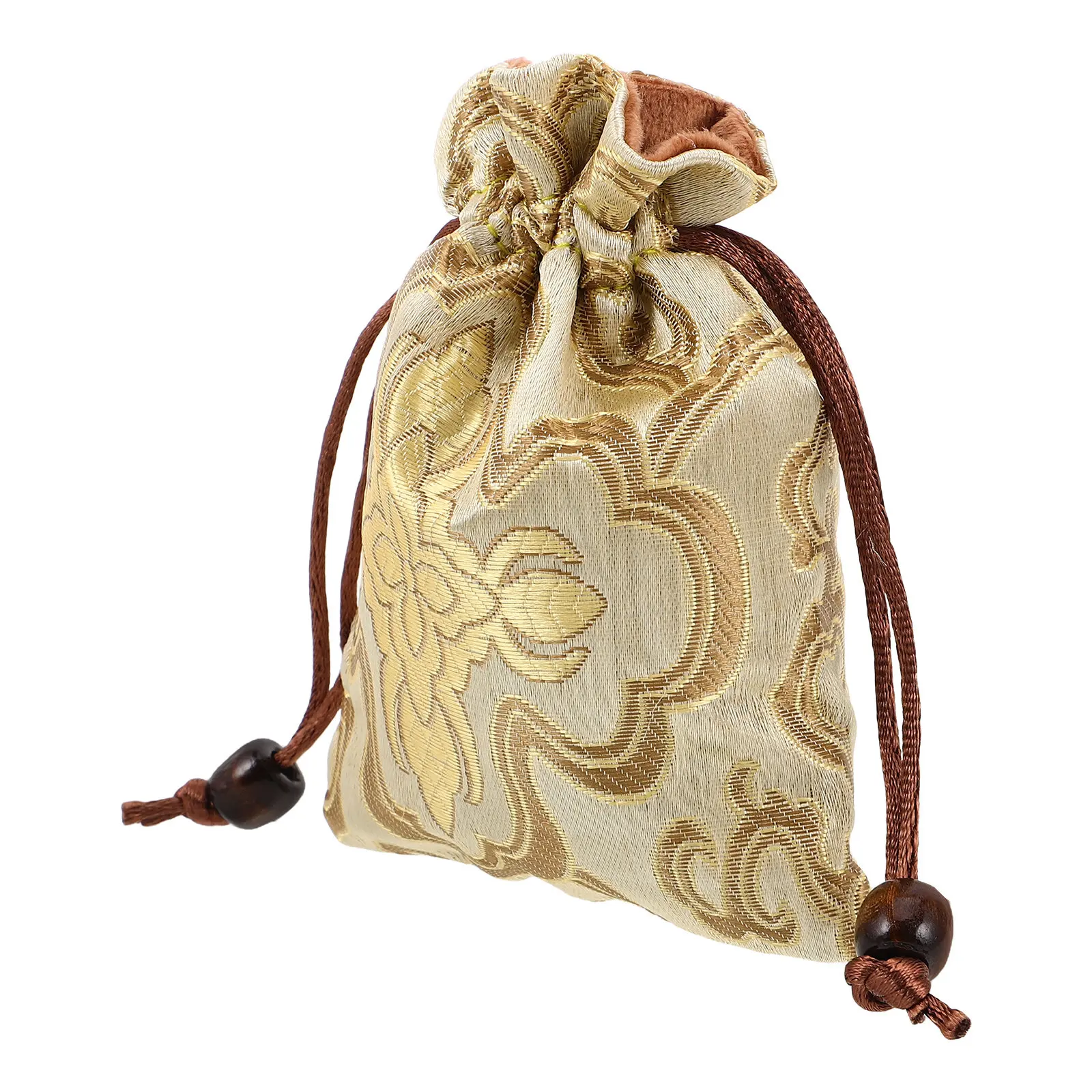 Singing Bowl Storage Bag Handcrafted Silk Brocade Embroidered Drawstring Pouch for Meditation and Jewelry